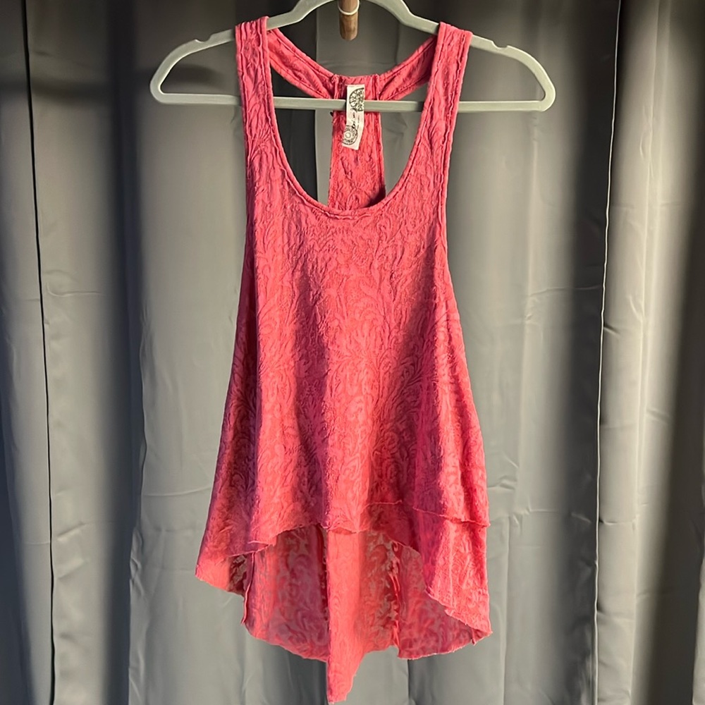 Coral Beaded Free People Tank Top